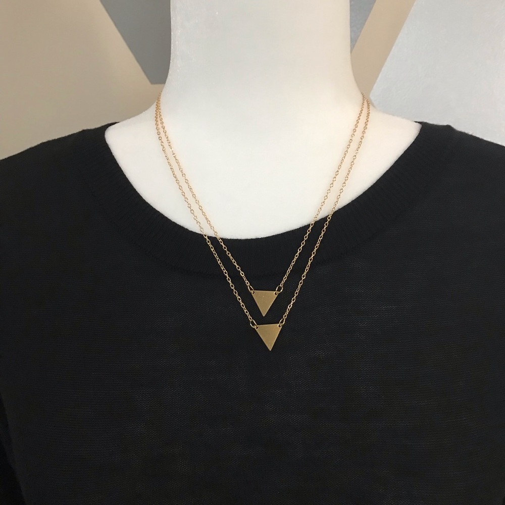 Double Layer Gold Triangle Necklace